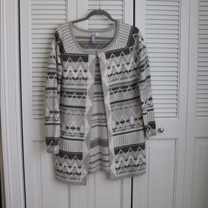 Gray and White Cardigan